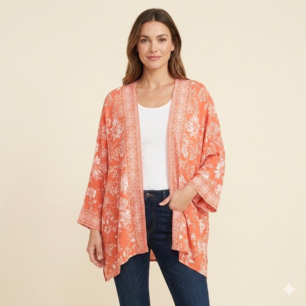 317-Angie Rayon Open Kimono oversized S / PTP 43”